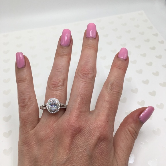 18k white gold oval wedding engagement ring 2 ct - Picture 4 of 8